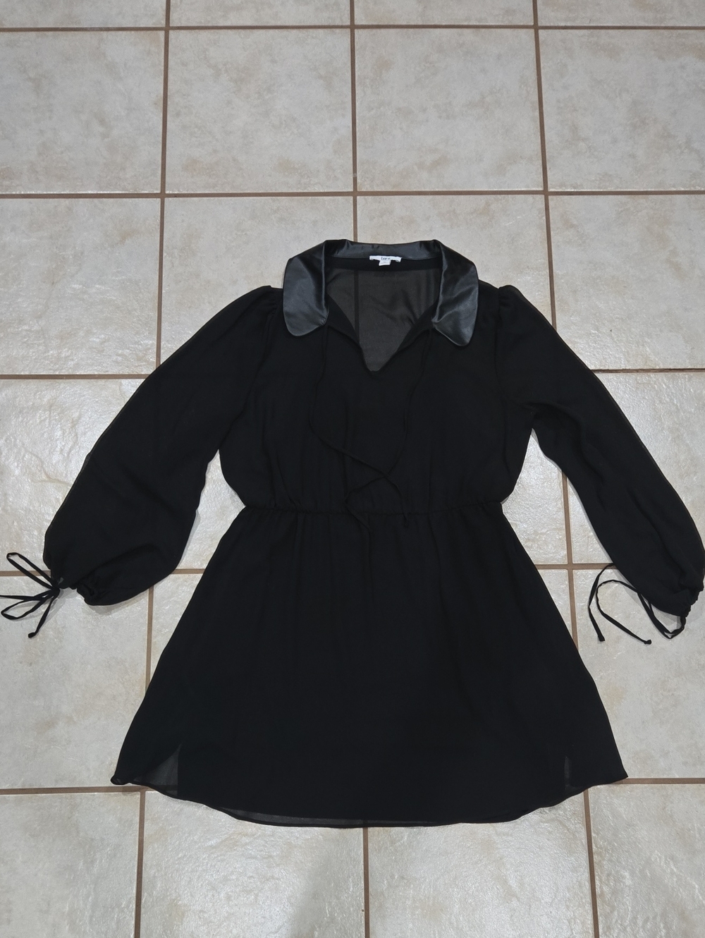 Bar III Black Mini Dress with Satin Collar PL